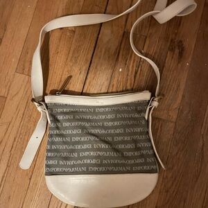 Emporio Armani Beige and Gray Crossbody Bag